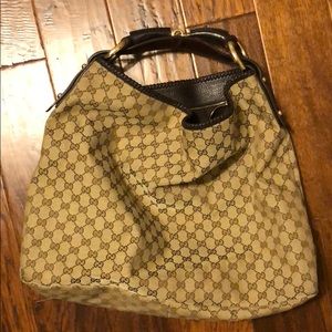 Authentic Gucci Large Print Horsebit Handbag